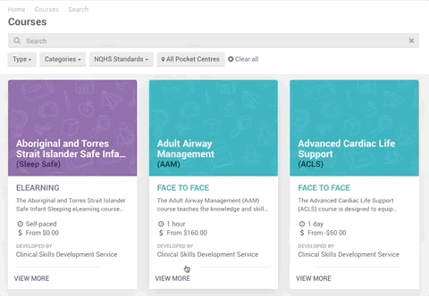 Screencapture of Registration - Face to Face